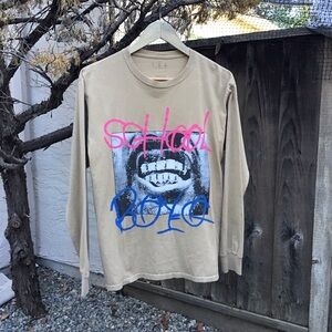 TDE Top Dawg Entertainment Schoolboy Q Long Sleeve Graphic Shirt Beige Medium
